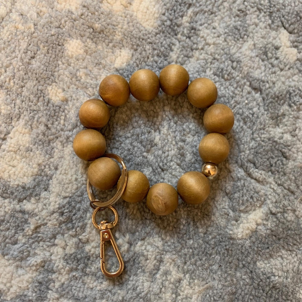 Wooden Bead Wrist Keychain